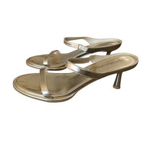 Modatope Heels Women's Metallic Gold Strappy Dressy Shoes Size 8.5 Slip On Shoes